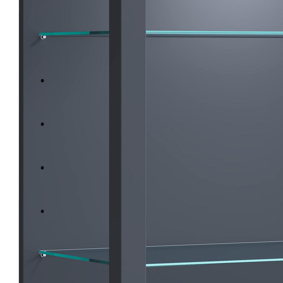 Vitrine Glasol XL B: 70 cm Stehend Anthrazit - Anthrazit/Schwarz, MODERN, Glas/Holzwerkstoff (70/90/35cm) - MID.YOU