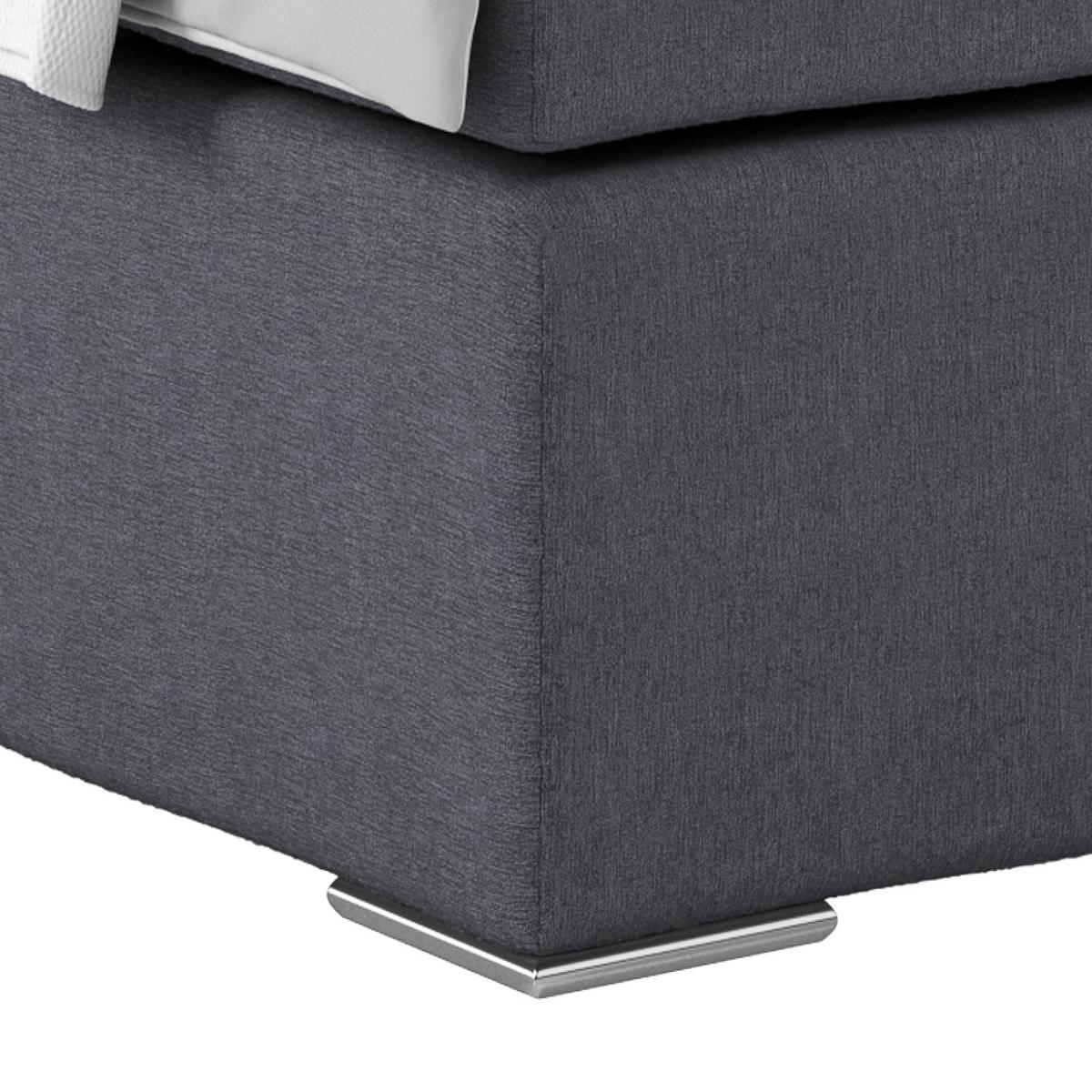 Postel Boxspring Nero, 140x200 cm, antracitová - barvy chromu/antracitová, Konvenční, kov/textil (140/200cm)