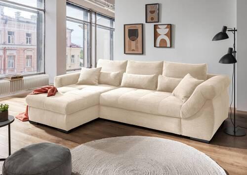Ecksofa Federico Beige S: 188/302 cm - Beige/Schwarz, MODERN, Holz/Textil (188/302cm) - MID.YOU