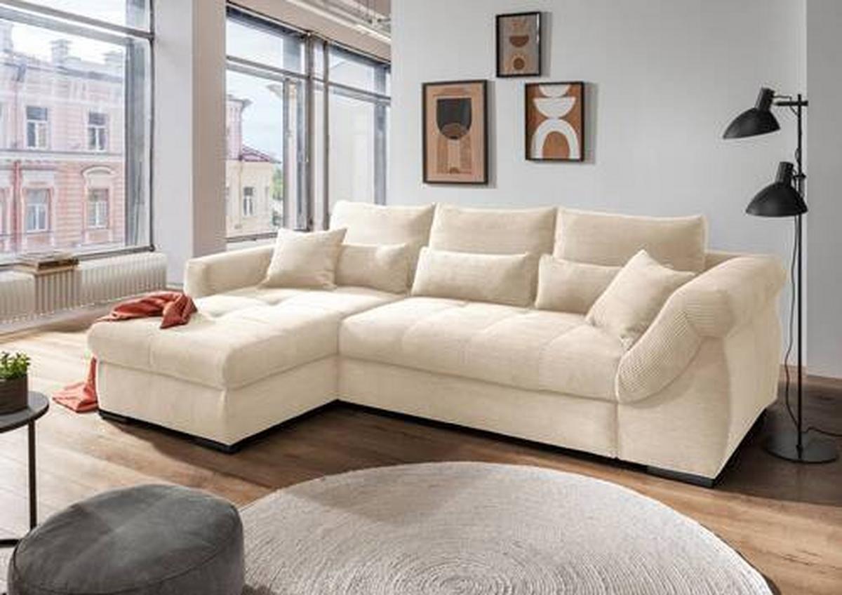 Ecksofa Federico Beige S: 188/302 cm - Beige/Schwarz, MODERN, Holz/Textil (188/302cm) - MID.YOU