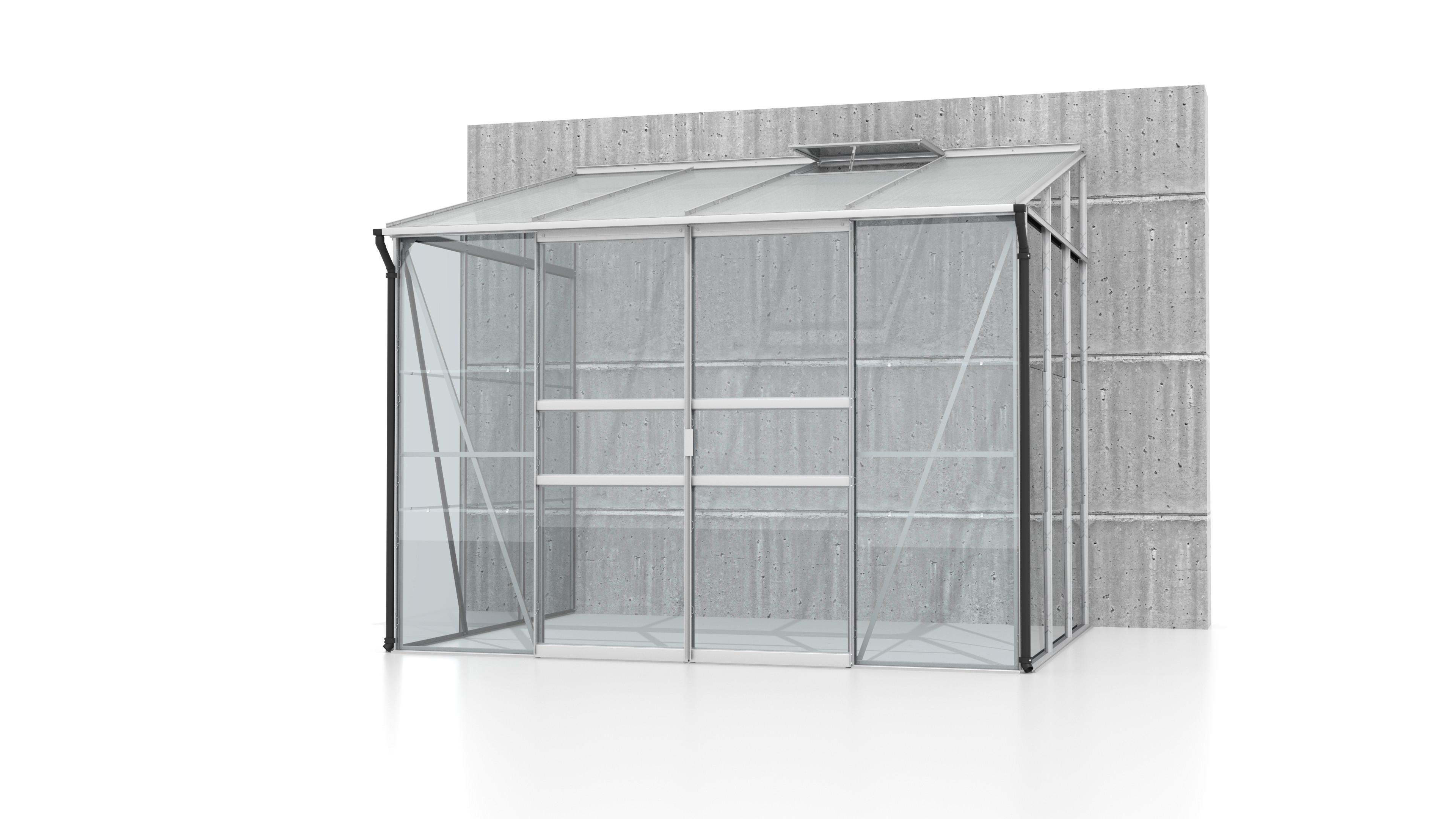 Anlehn-Gewächshausbausatz Ida 5200 Esg/Hkp, Alu - Alufarben, Basics, Glas/Metall (262,1/220,8/201,4cm)