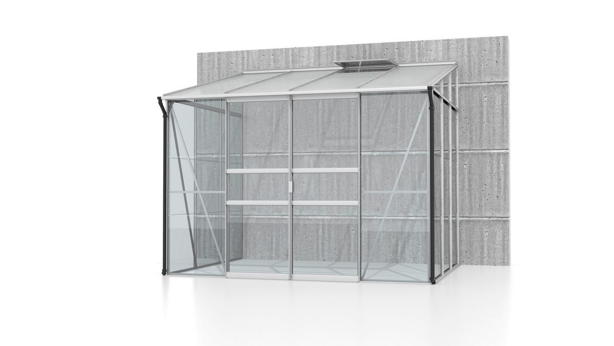 Anlehn-Gewächshausbausatz Ida 5200 Esg/Hkp, Alu - Alufarben, Basics, Glas/Metall (262,1/220,8/201,4cm)