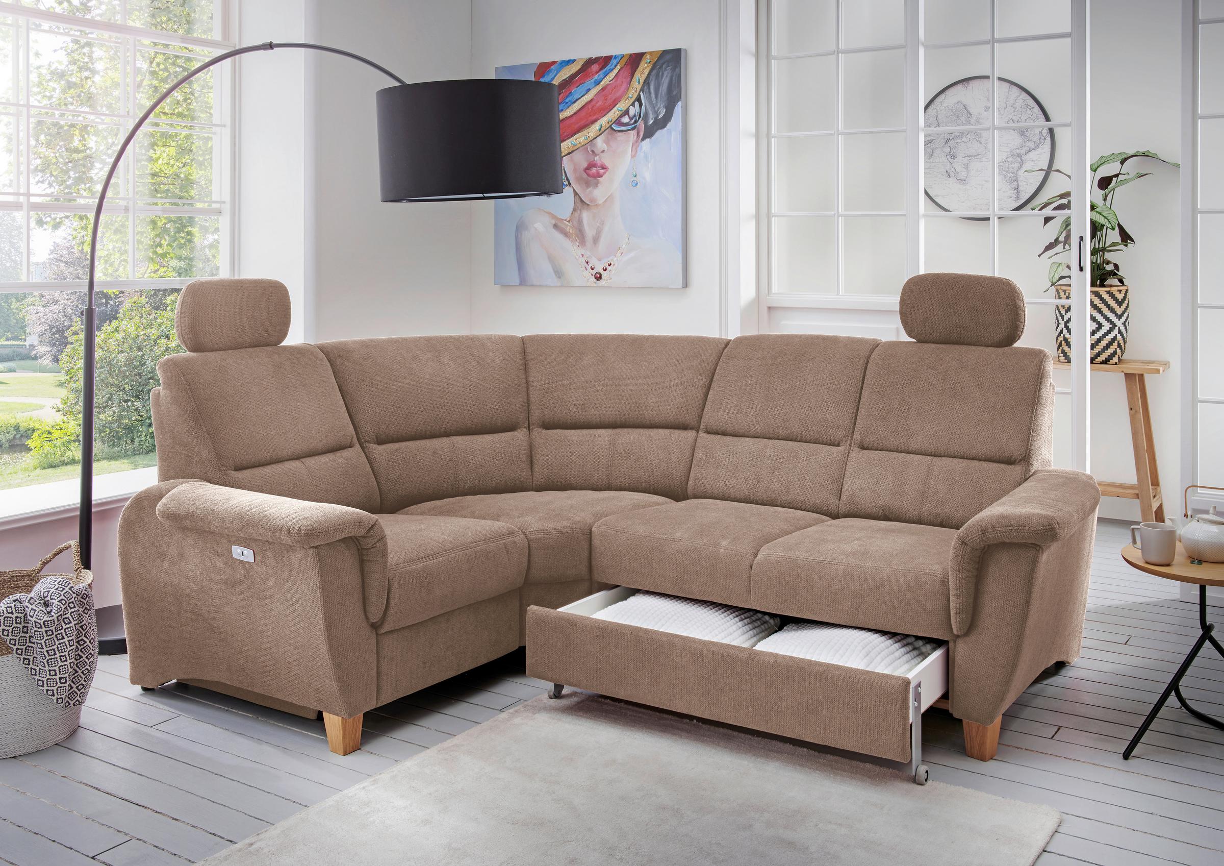 Wohnzimmersofa mit Bettlade und Kopfstützen