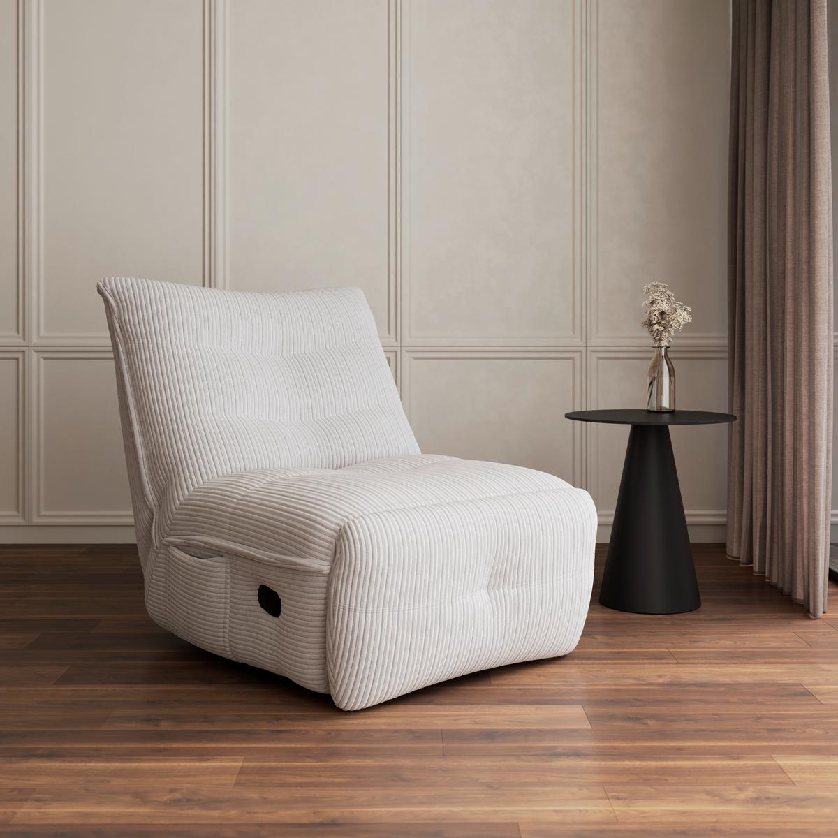 Relaxační křeslo ALURA, krémová barva - černá/krémová, Moderní, kov/dřevo (90/92/90cm) - Bessagi Home