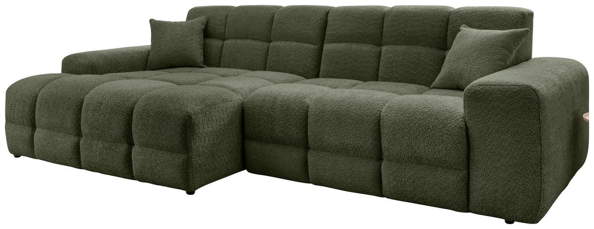 Ecksofa Bosco Dunkelgrün S: 152x301 cm - Dunkelgrün/Schwarz, MODERN, Textil (152/301cm) - Livetastic