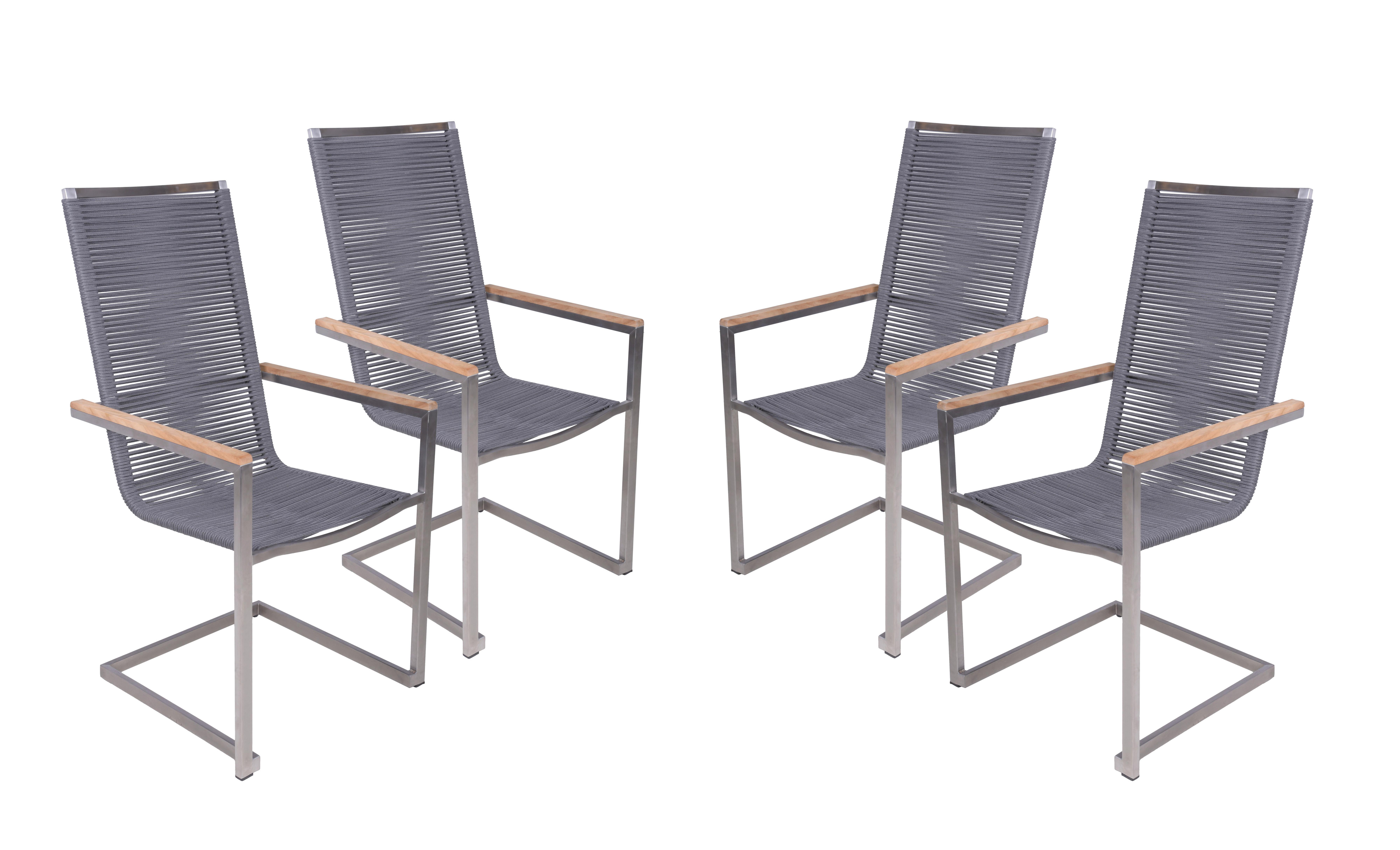 Gartenstuhl-Set Pavia - Anthrazit/Silberfarben, Basics, Holz/Kunststoff (61/108/56cm) - Gardenson