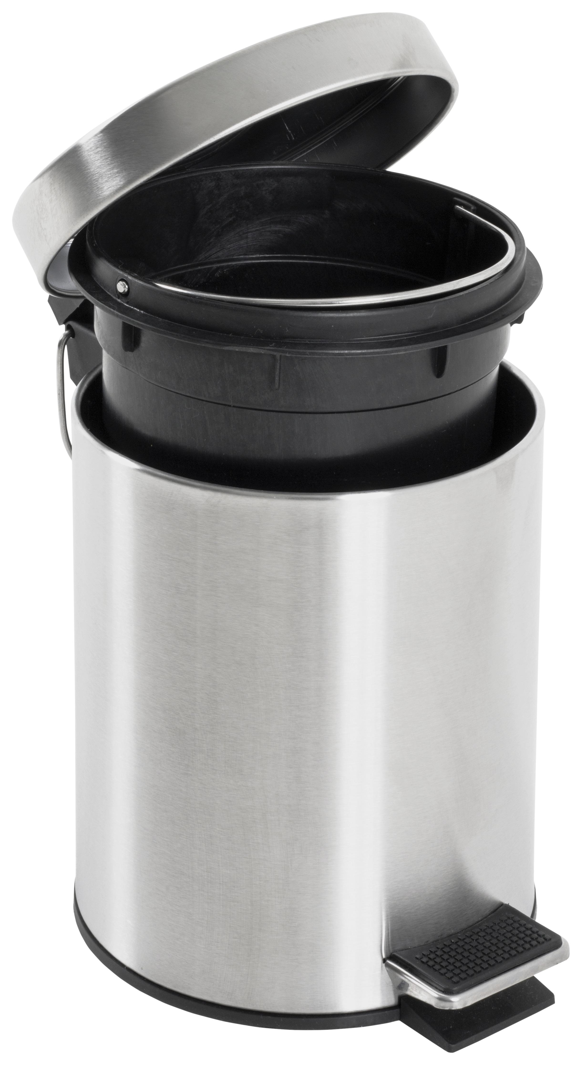 Kosmetikeimer Kosmo Edelstahl Matt 3 Liter, D/H: 17/24 cm - Edelstahlfarben/Schwarz, KONVENTIONELL, Kunststoff/Metall (17/24cm)