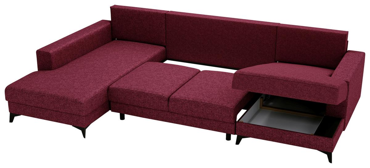 Wohnlandschaft Harvey Mit Schlaffunktion Rot - Rot/Schwarz, Design, Textil (190/339/156cm) - Livetastic