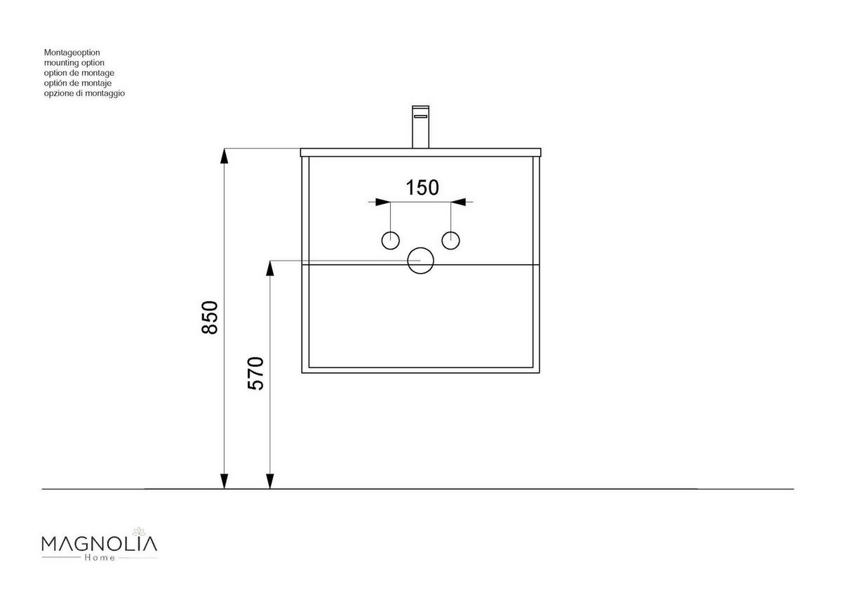 WASCHTISCHKOMBI Homeline, Graphitfarben B: 61,5 cm - Graphitfarben/Weiß, Basics, Keramik/Holzwerkstoff (61,5cm) - MID.YOU