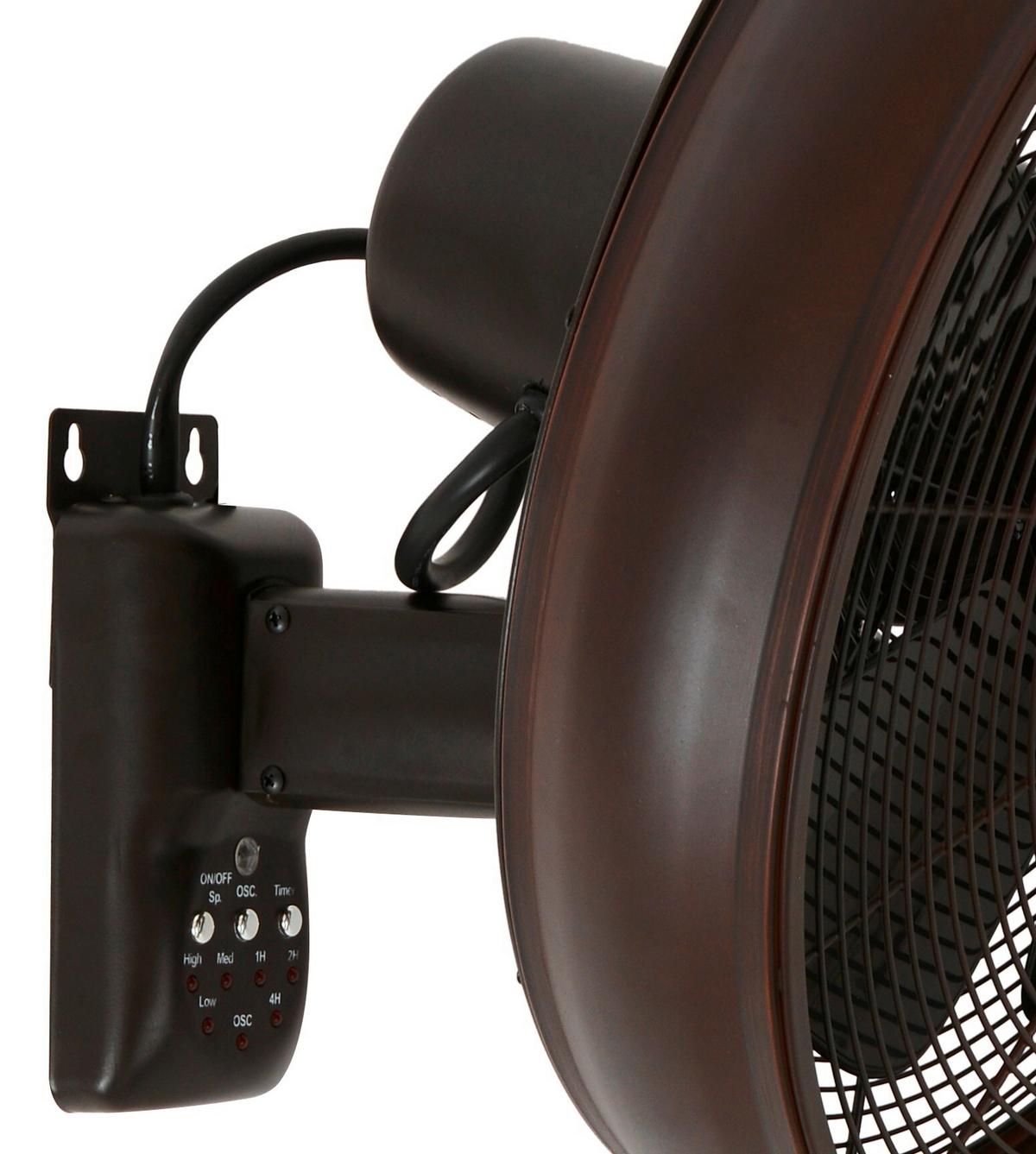 Wandventilator Wall Fan 5- Flügel inkl. Fernbedienung - Schwarz/Bronzefarben, Basics, Kunststoff/Metall (46/46/40cm) - P & B