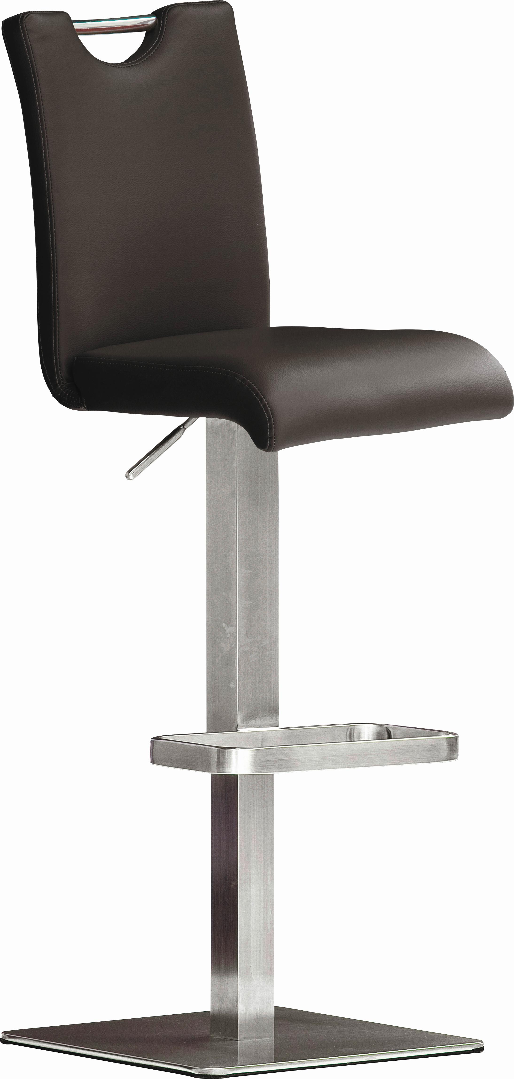 Barhocker Bardo - Edelstahlfarben/Braun, Design, Leder/Metall (40/90/50cm) - Livetastic