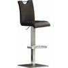 Barhocker Bardo - Edelstahlfarben/Braun, Design, Leder/Metall (40/90/50cm) - Livetastic
