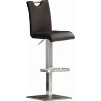 Barhocker Bardo - Edelstahlfarben/Braun, Design, Leder/Metall (40/90/50cm) - Livetastic