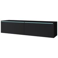 Nízká komoda s LED osvětlením 140 cm - šedá/černá, Basics, kompozitní dřevo/plast (140/30/33cm) - P & B