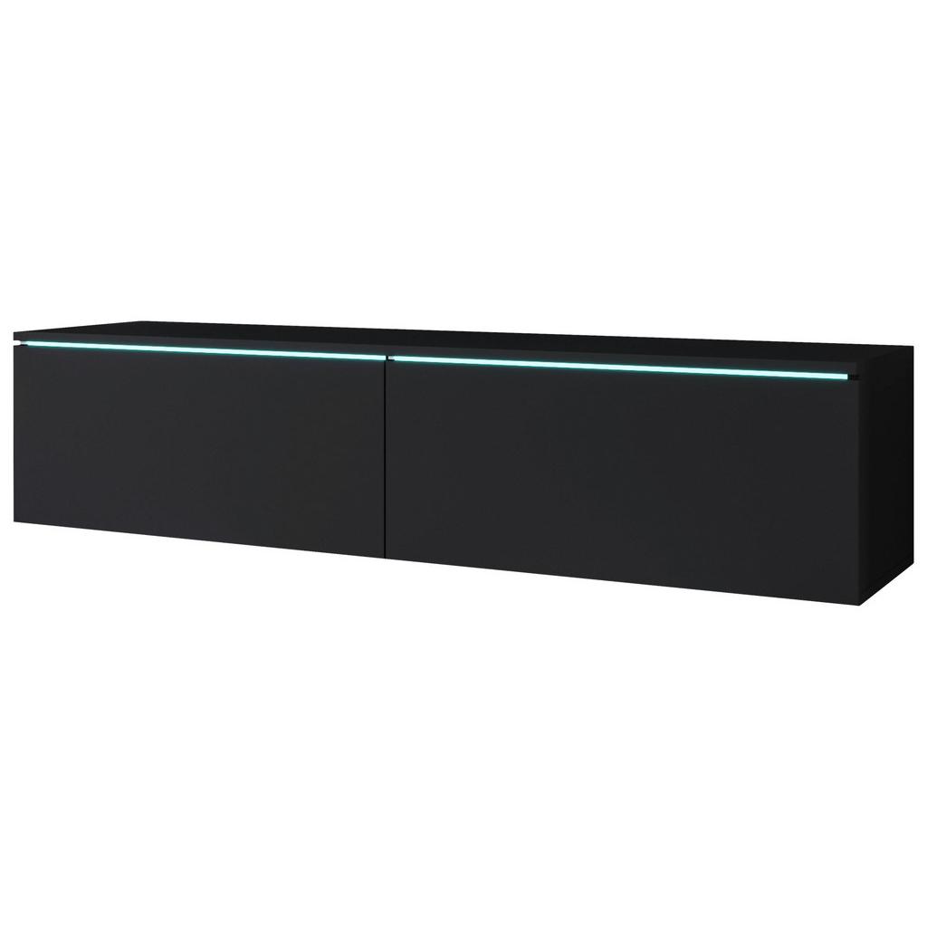TV-Lowboard mit Beleuchtung Graphit B: 140 cm Schwarz