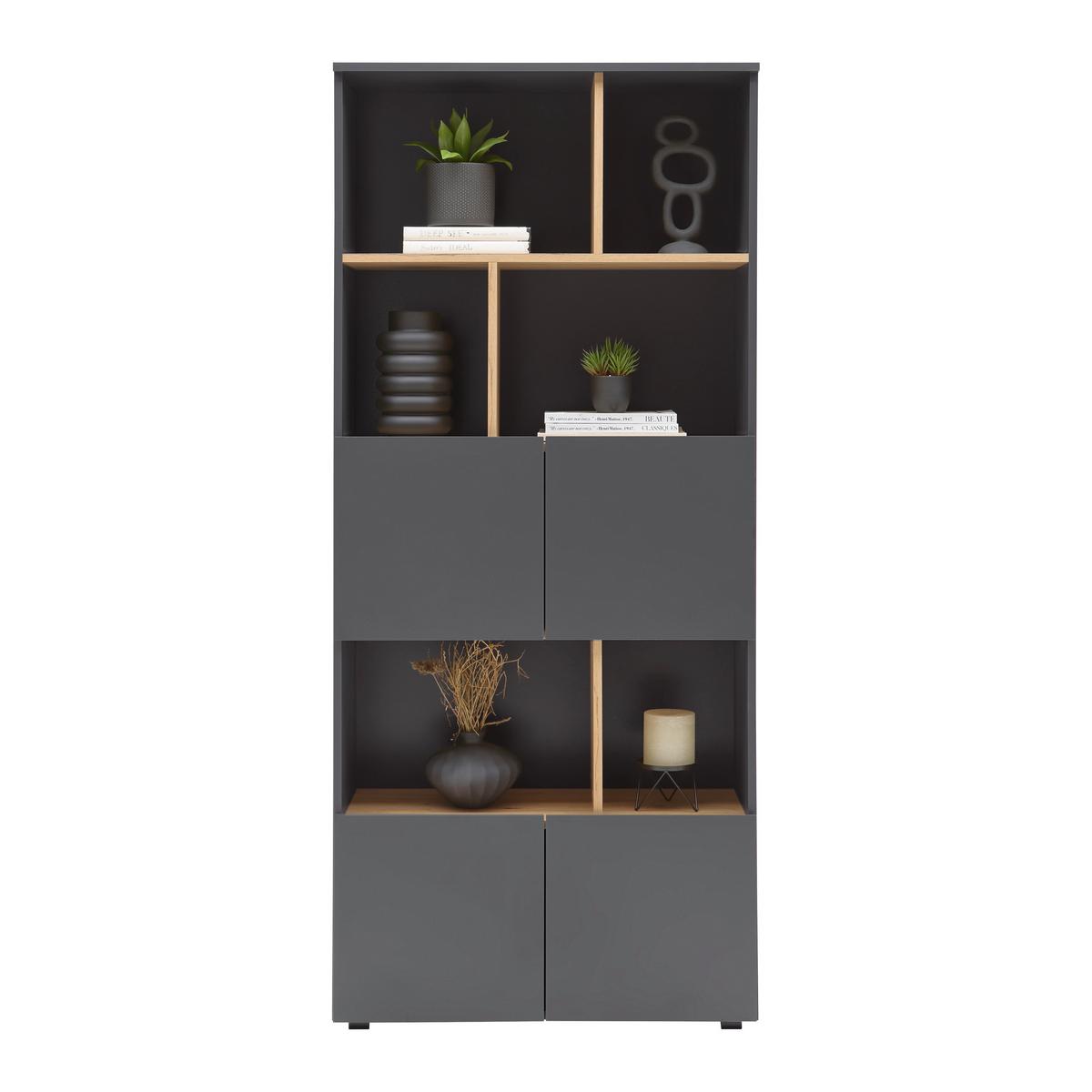 REGÁL SAVANNA -EXKLUSIV- - černá/antracitová, Moderní, kompozitní dřevo/plast (80/180/35cm) - Mömax