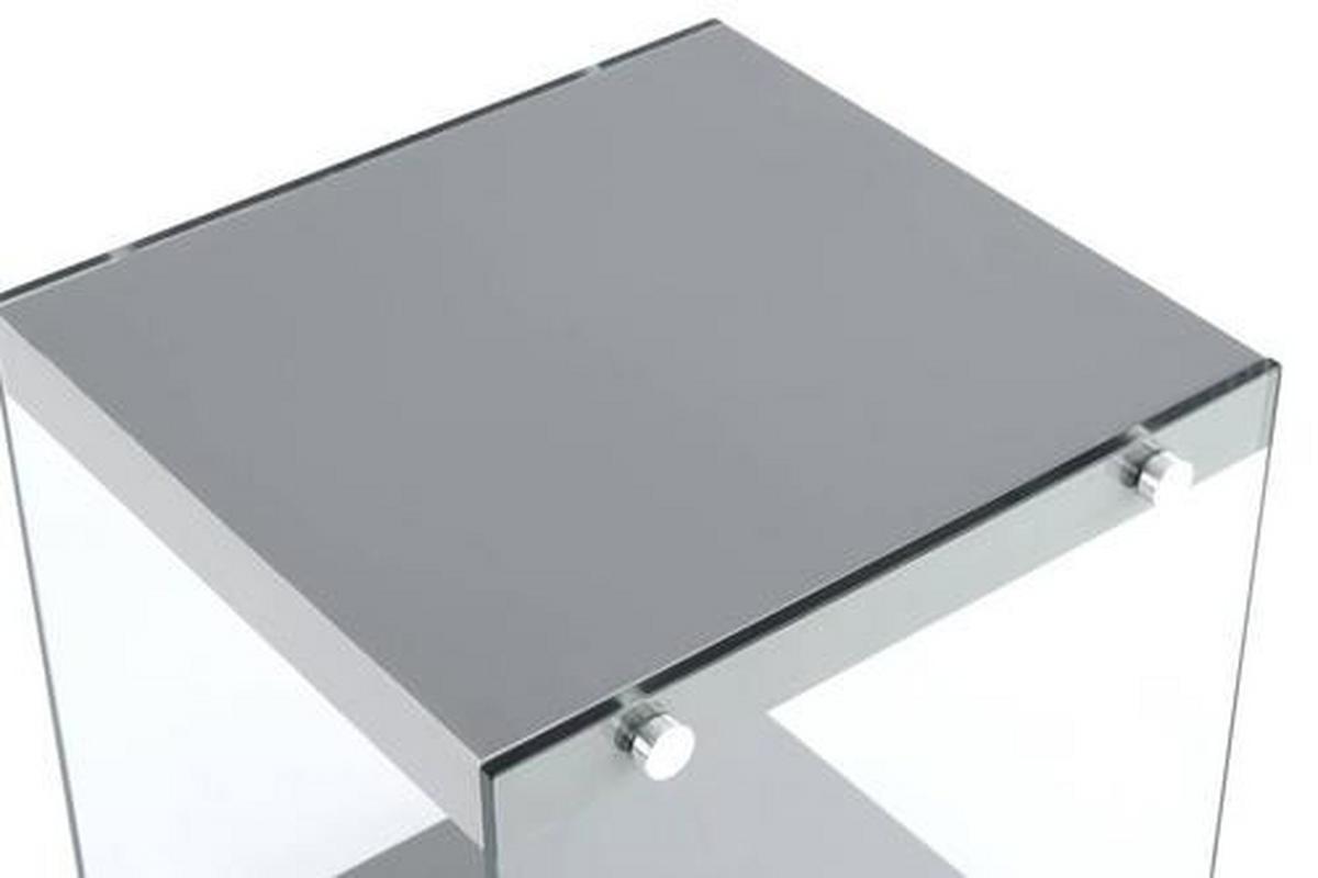 Beistelltisch mit Ablage Elementary Grau - Klar/Grau, Basics, Glas/Holzwerkstoff (35/35/45cm) - Kayoom