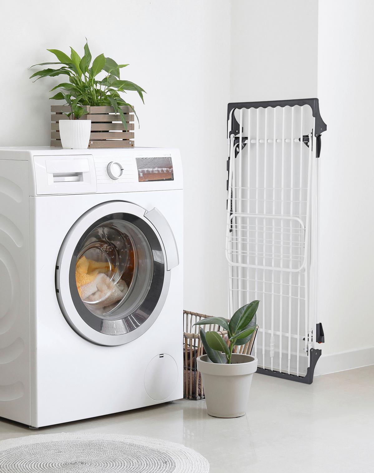 Wäscheständer Easymaxx, Grau, Weiß, Lxbxh: 258x56x100 Cm - Weiß/Grau, Basics, Kunststoff/Metall (258/56/100cm)