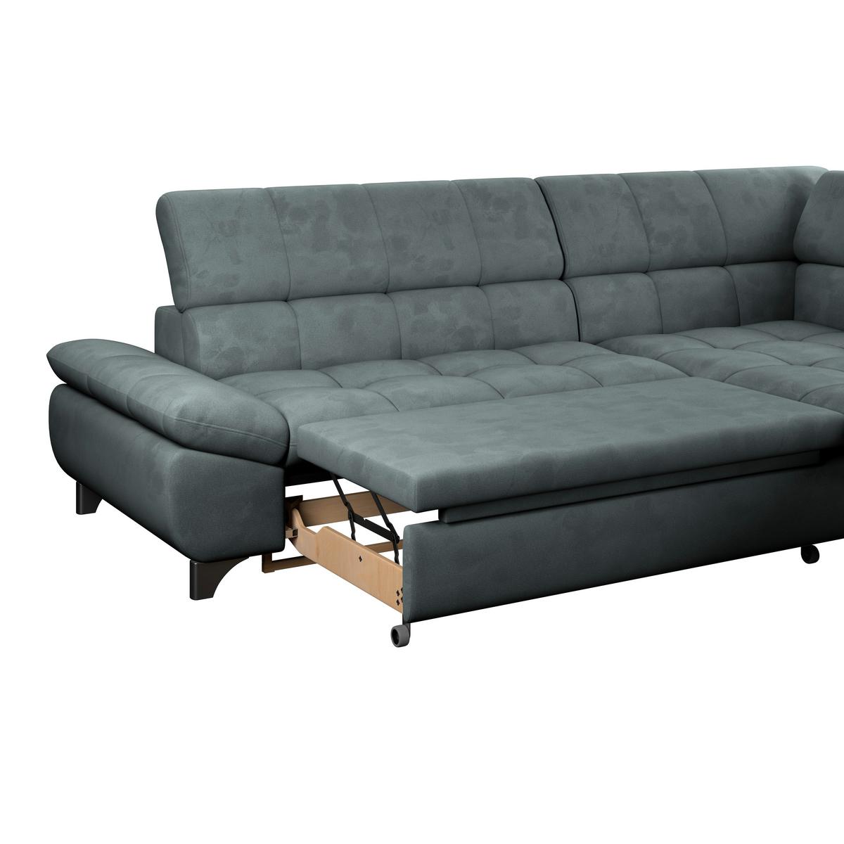 Ecksofa Gemini Graublau, B: 312cm - Chromfarben/Mintgrün, KONVENTIONELL, Textil (312/234cm)