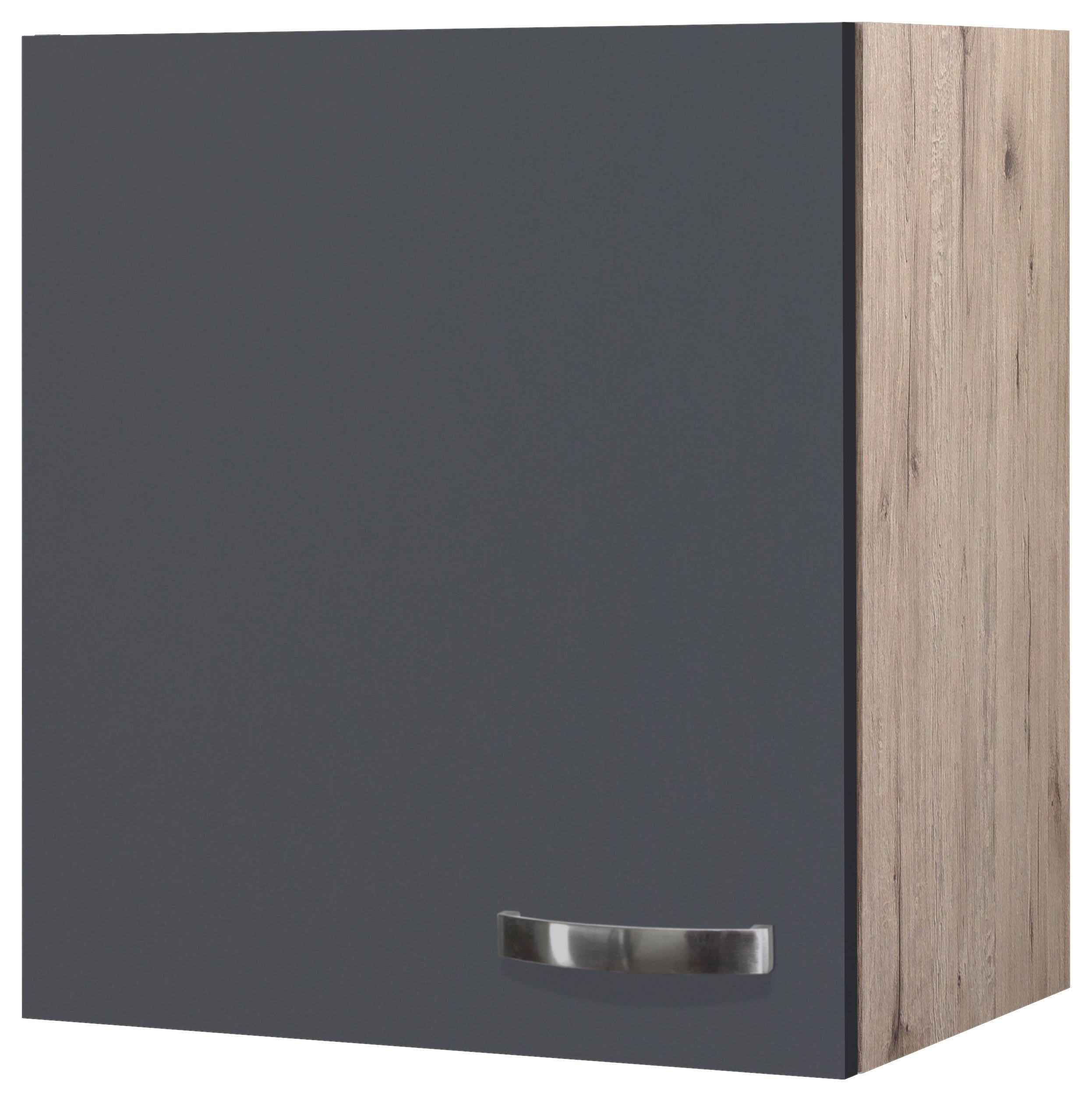 Küchenoberschrank Shadow 50 cm Grau/Eiche Dekor 1 Drehtür - Dunkelgrau/Eiche San Remo, MODERN, Holzwerkstoff (50/54/32cm)