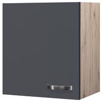 Küchenoberschrank Shadow 50 Cm Grau/eiche Dekor 1 Drehtür - Dunkelgrau/Eiche San Remo, MODERN, Holzwerkstoff (50/54/32cm)
