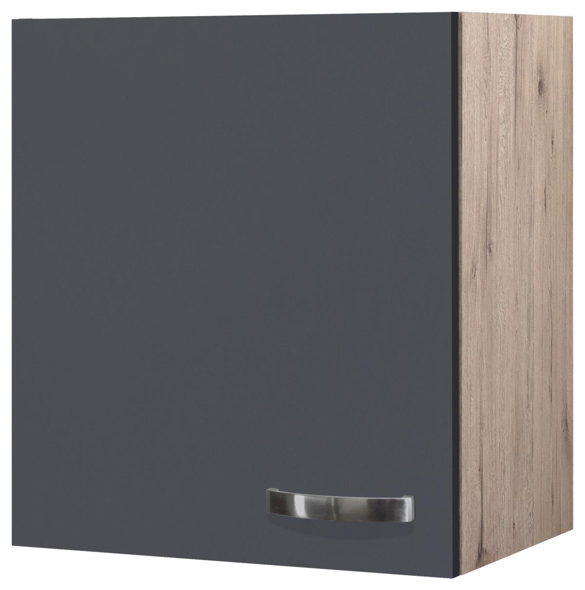 Küchenoberschrank Shadow 50 Cm Grau/eiche Dekor 1 Drehtür - Dunkelgrau/Eiche San Remo, MODERN, Holzwerkstoff (50/54/32cm)