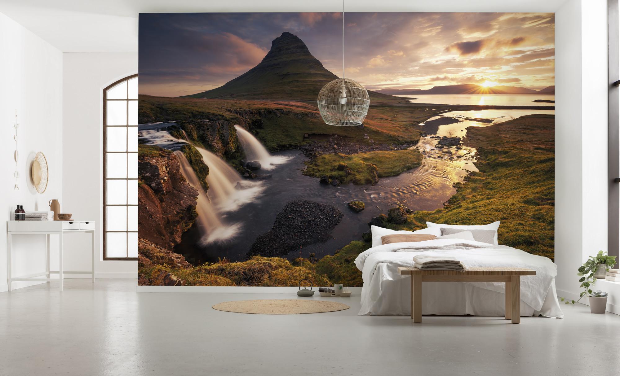 Fototapete Guten Morgen Auf Isländisch - Braun, Trend, Textil (400/250cm)