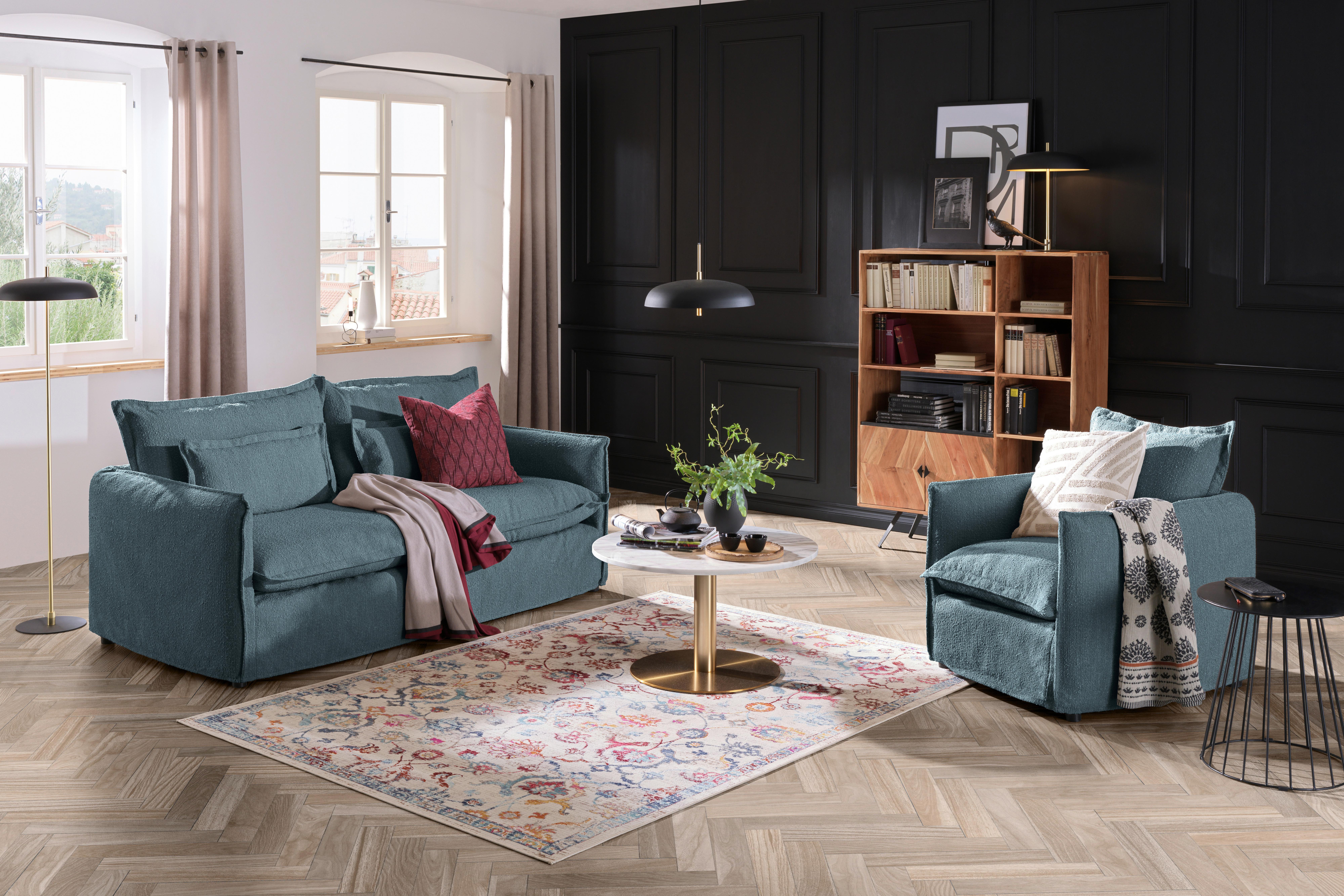 Sofa Toscana - Blau, Trend, Textil (195/82/98cm) - Livetastic
