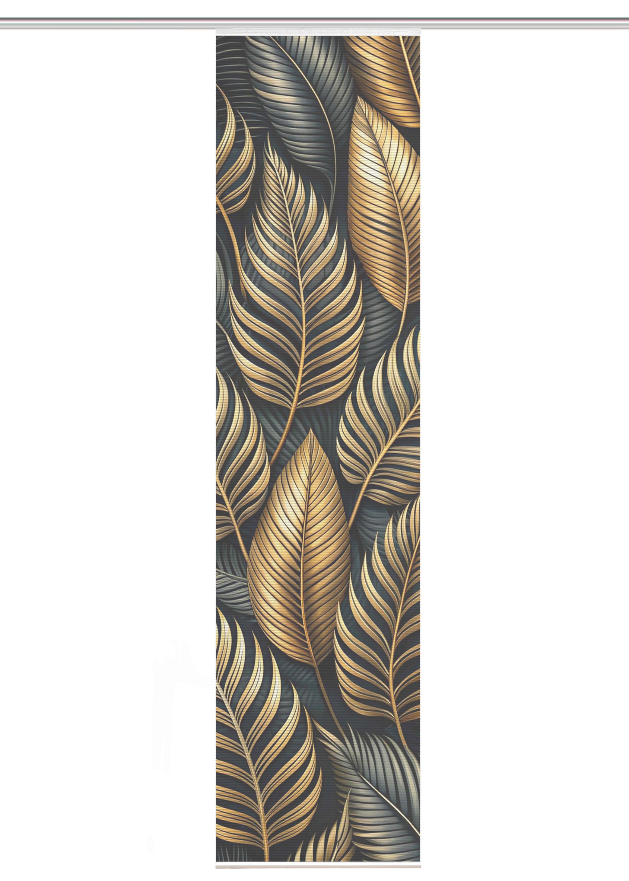 Flächenvorhang Zedric - Anthrazit/Goldfarben, Natur, Textil (60/245cm)