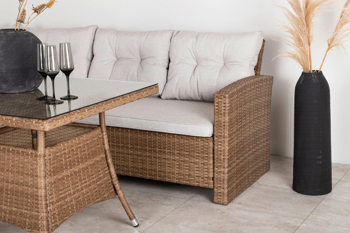 Loungegarnitur Watford - Braun, KONVENTIONELL, Holz - Gardenson
