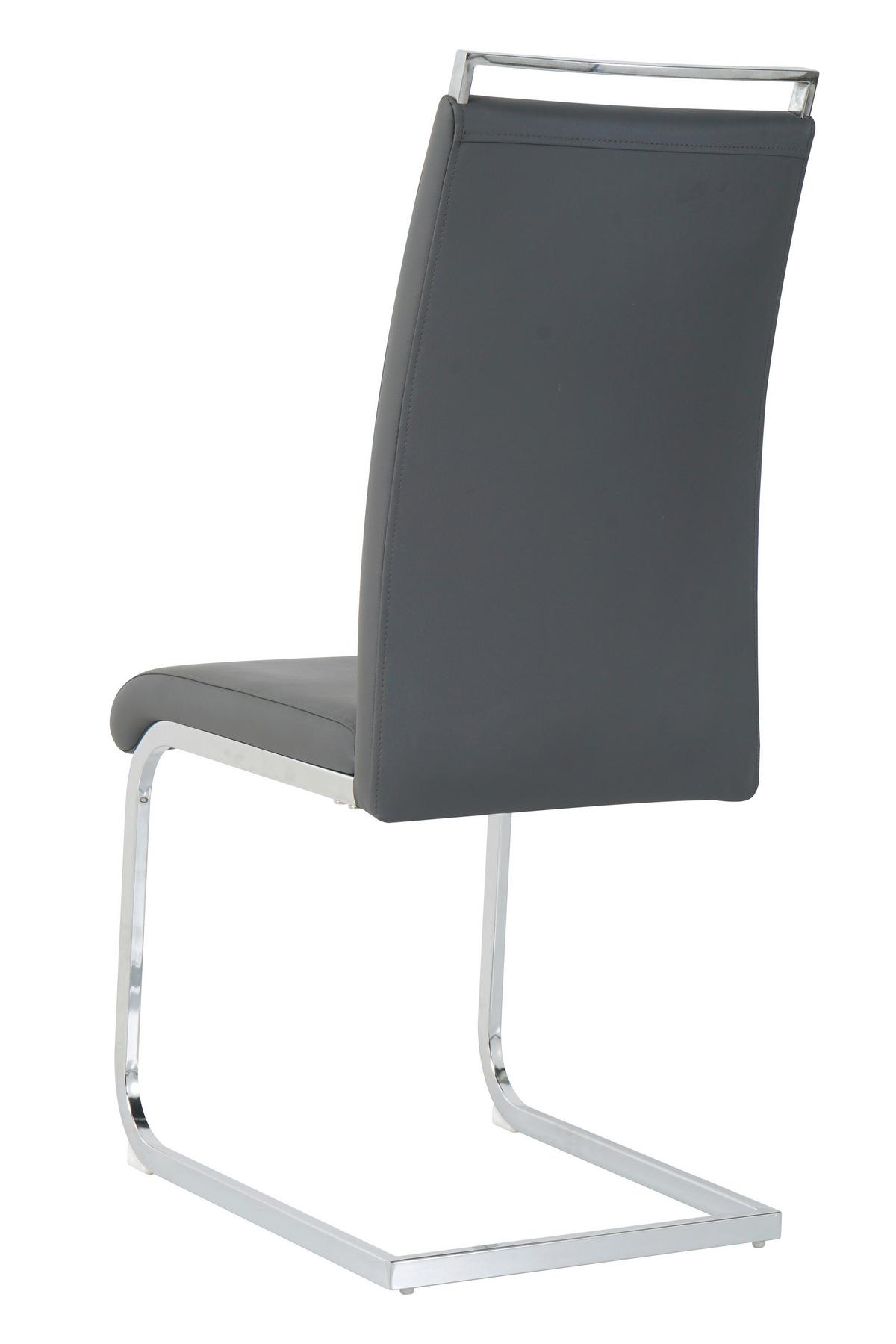 Stuhl-set Lederlook Grau, B: 42cm - Silberfarben/Grau, Design, Kunststoff/Textil (42/101/58cm) - Livetastic