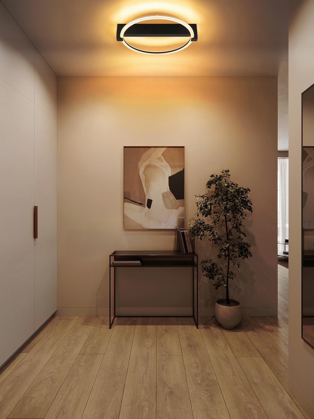 Deckenleuchte inkl. 1 LED 15W, 230V, ca. 41,4x38x8,5 cm - Transparent/Schwarz, Design, Kunststoff/Metall (41,4/38/8,5cm) - Globo