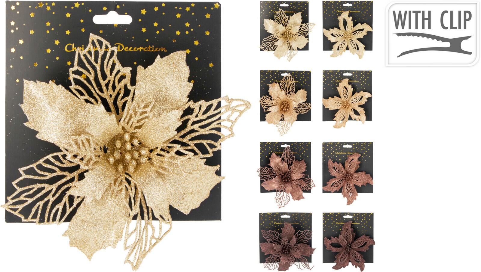 Dekorační květina FLOWER ON CLIP - mokka, Basics, plast