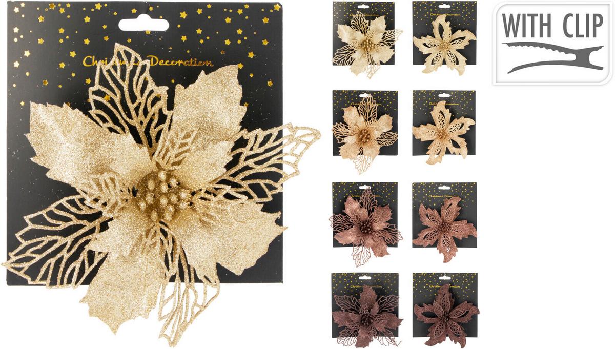 Dekorační květina FLOWER ON CLIP - mokka, Basics, plast
