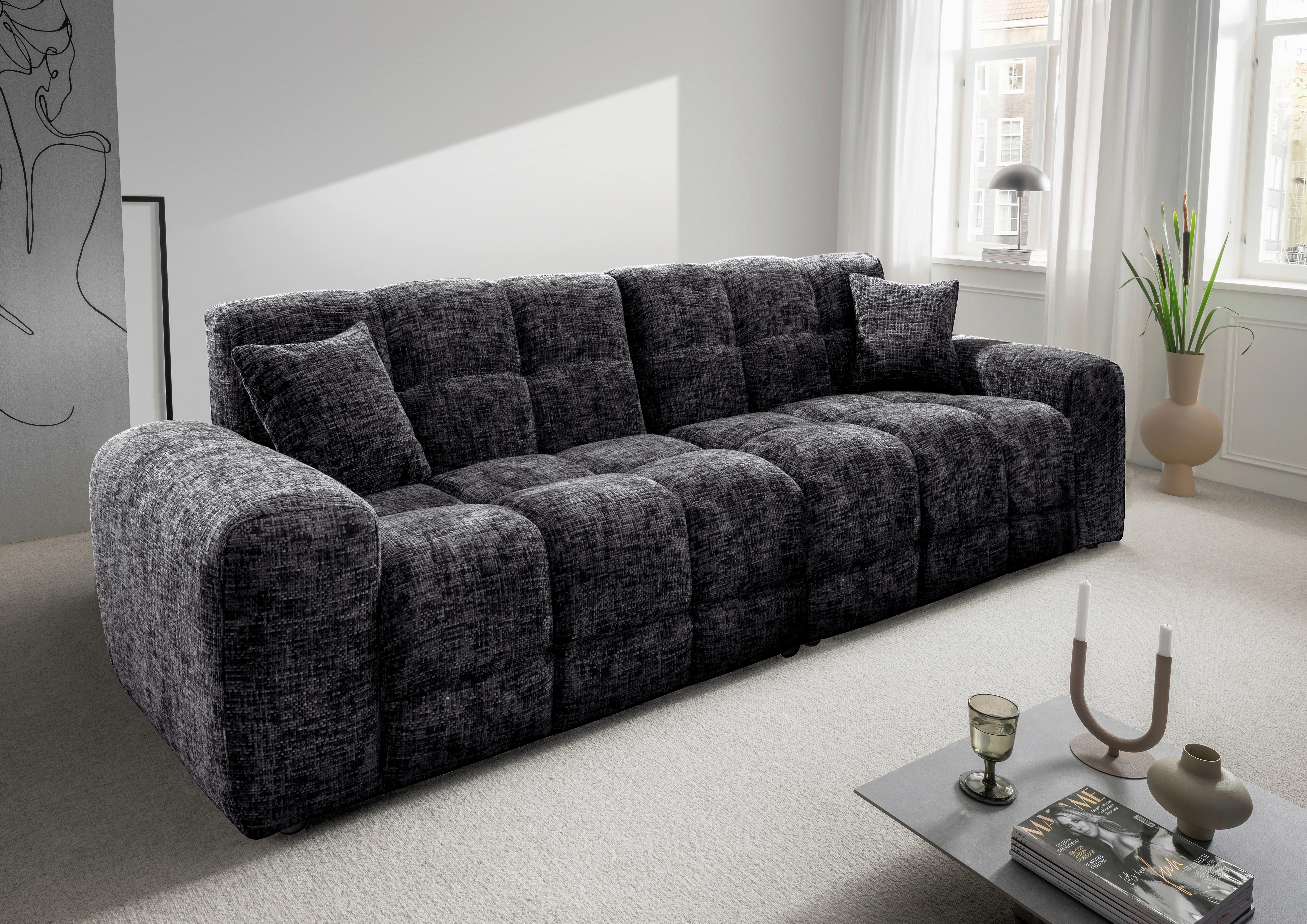 Viersitzer-Sofa Bosco, Schwarz B: 300 cm - Schwarz, MODERN, Textil (300/87/120cm) - Livetastic