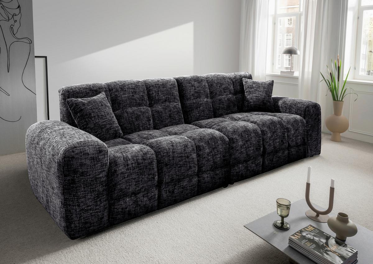 Viersitzer-Sofa Bosco, Schwarz B: 300 cm - Schwarz, MODERN, Textil (300/87/120cm) - Livetastic