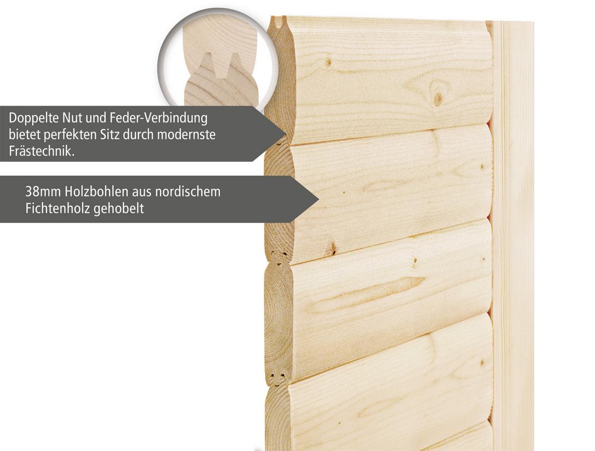 Sauna Dijon Mit Ext. Steuerung 9-Kw-Ofen Inkl. Diabassteine - Naturfarben, MODERN, Holz (196/228/196cm) - Karibu