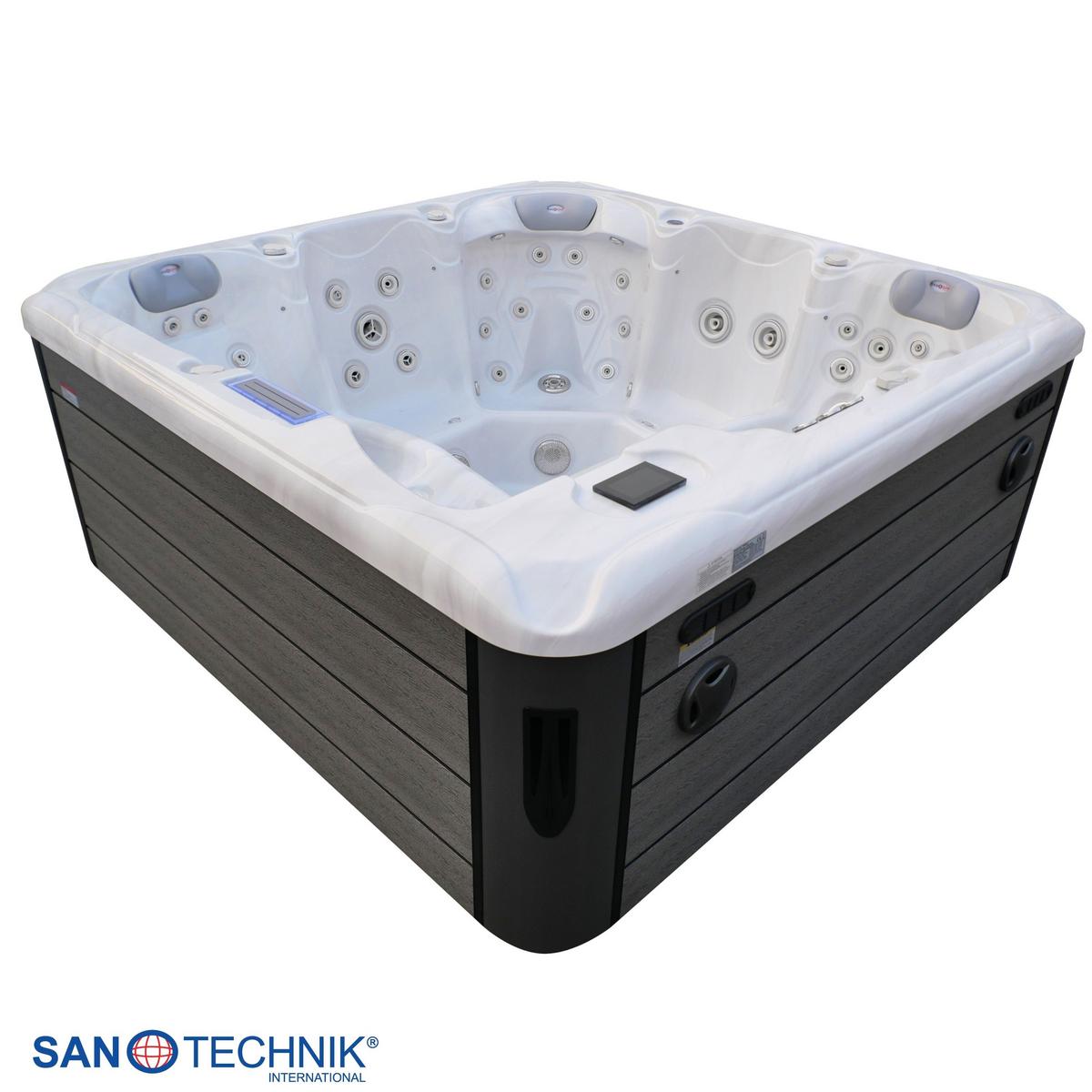 WHIRLPOOL Lucca Grauweiß B: 220 cm - Grauweiß, KONVENTIONELL, Kunststoff (220/220/95cm) - Sanotechnik