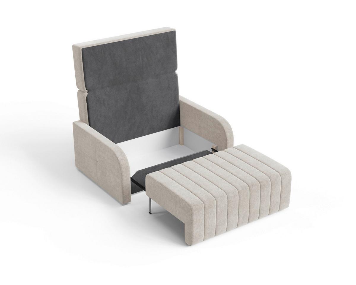 Schlafsofa Alaska Taupe, B: 141 cm - Taupe/Schwarz, Design, Textil (141/90/104cm) - MID.YOU