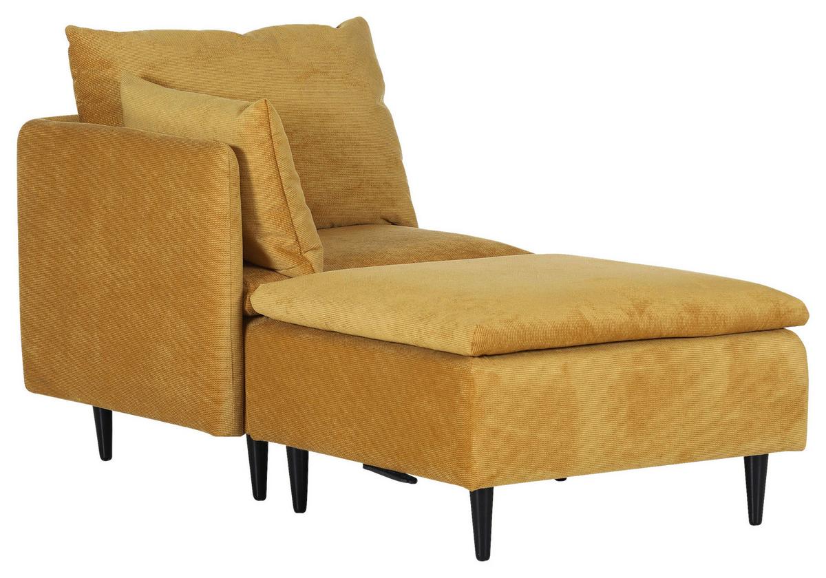 Sofaelement Fynn, Senfgelb B: 83 cm - Senfgelb/Schwarz, KONVENTIONELL, Textil (83/72/83cm) - MID.YOU