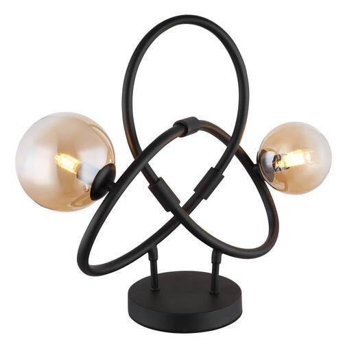 LED-Tischleuchte 56141-2t - Klar/Schwarz, Design, Glas/Kunststoff (46/15/38,5cm) - Globo