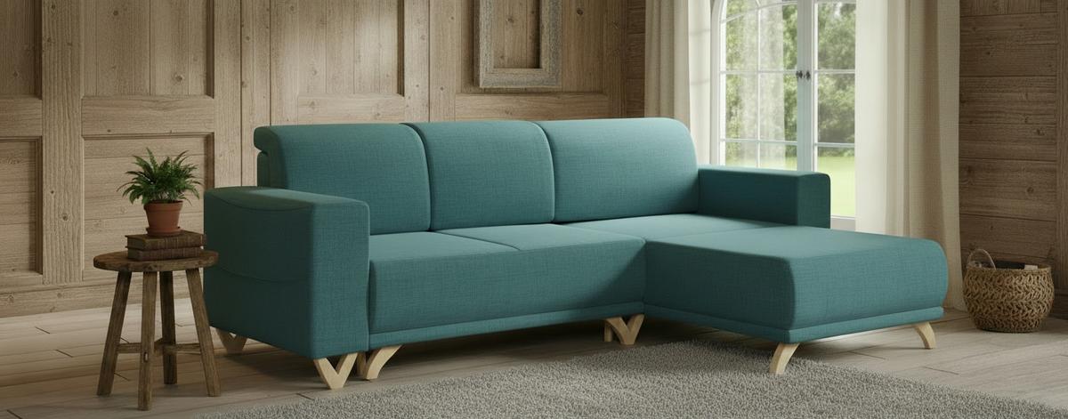 Ecksofa Bella Petrol S: 257x174 cm - Wengefarben/Petrol, Design, Textil (257/174cm) - Livetastic