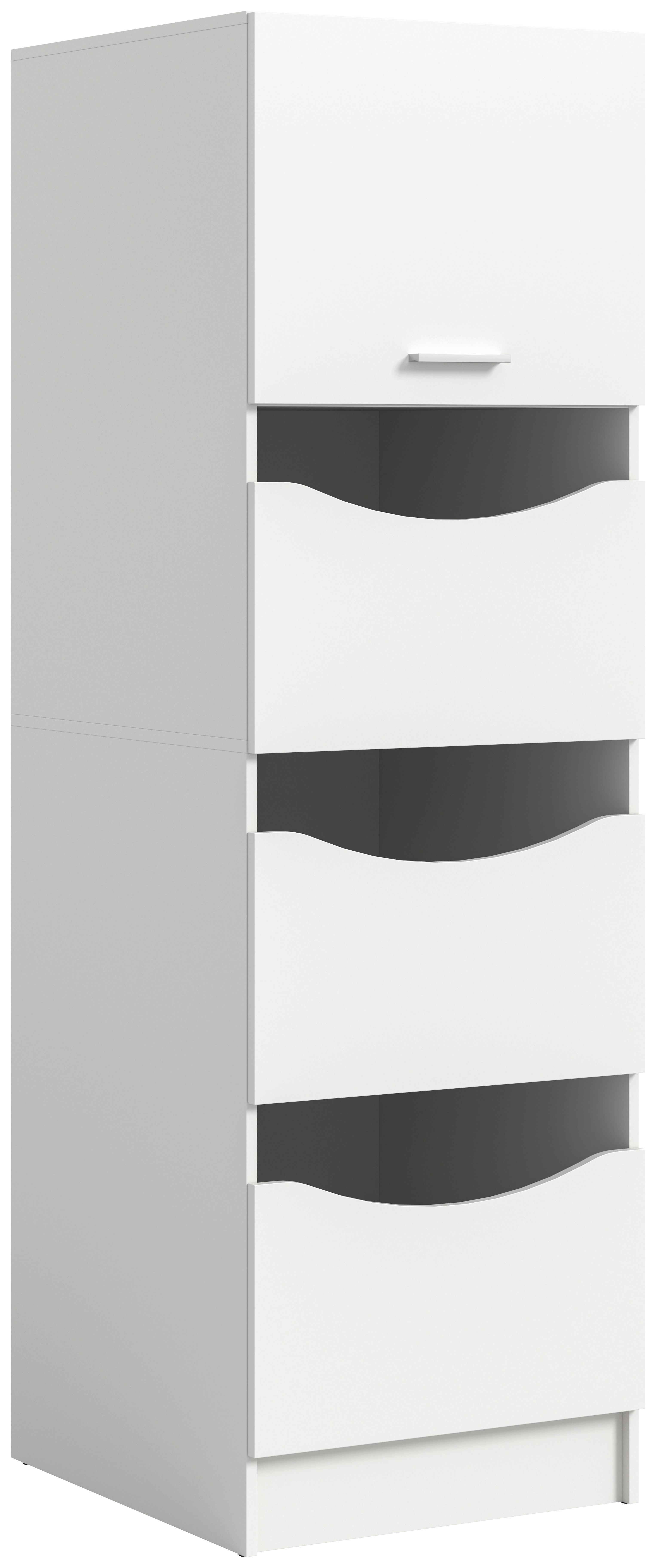 Vysoká skrinka Free biela - biela/strieborná, Basics, kompozitné drevo/plast (50/195/62cm) - MID.YOU