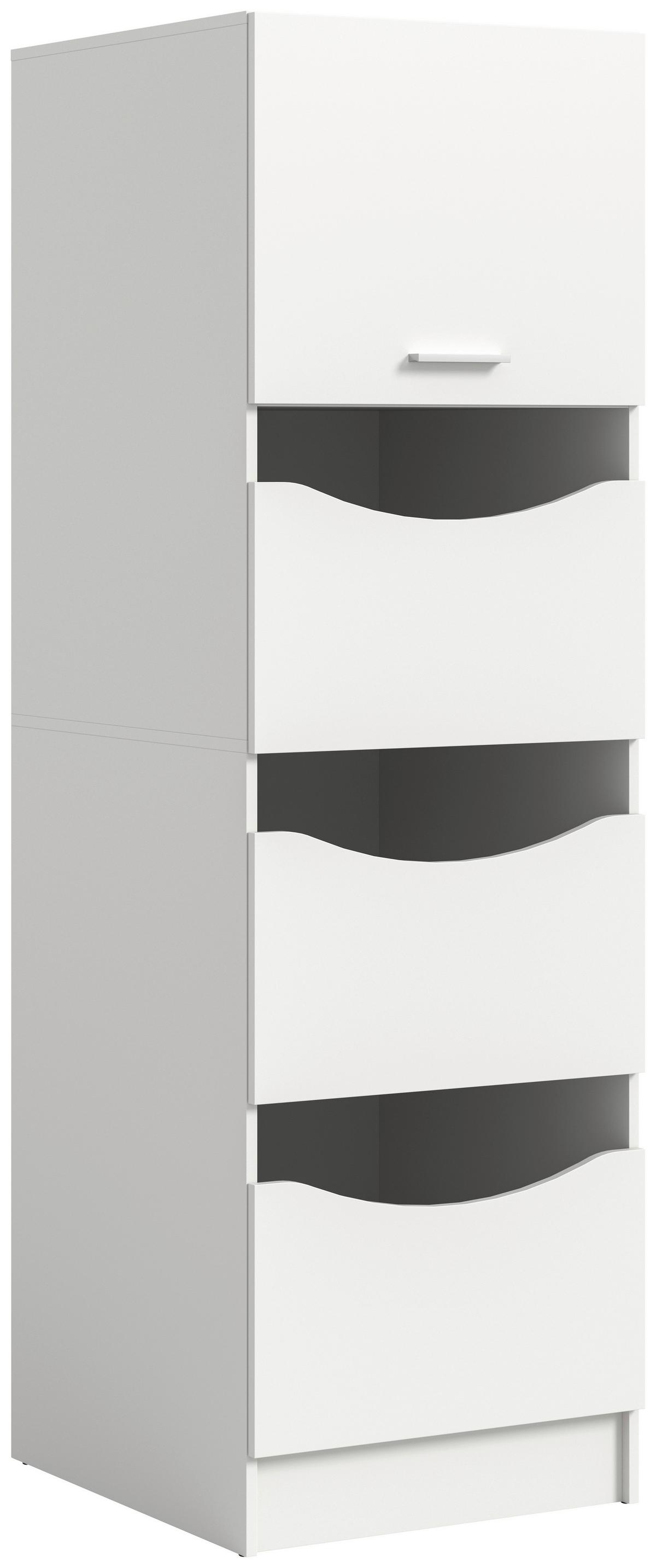 Vysoká skrinka Free biela - biela/strieborná, Basics, kompozitné drevo/plast (50/195/62cm) - MID.YOU