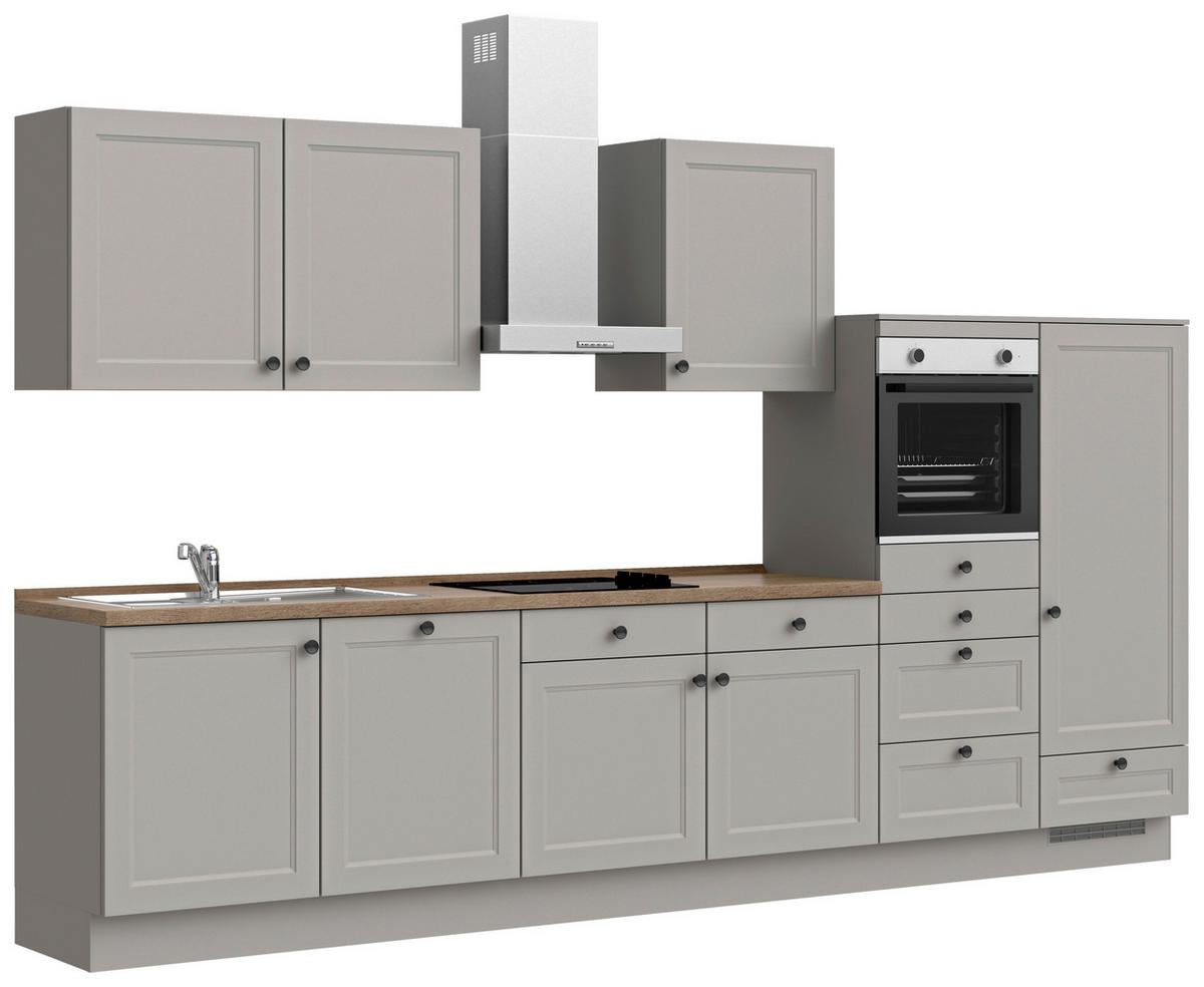 Kuchynská linka 360 cm, kamenná sivá - čierna/sivá, Modern, kov/kompozitné drevo (360cm) - Nobilia
