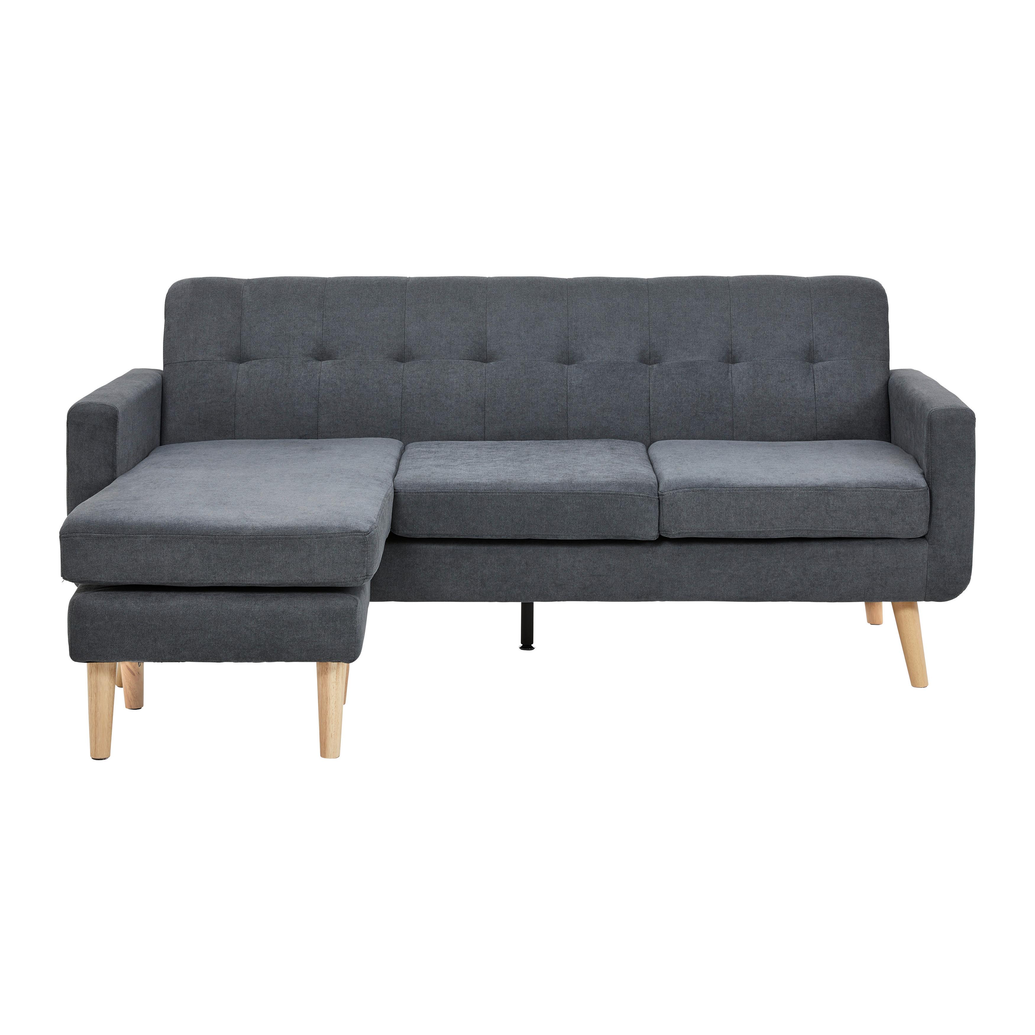 Sedacia súprava TAMARA tmavosivá - prírodná farba/tmavosivá, Modern, drevo/textil (198/83/143cm) - Bessagi Home