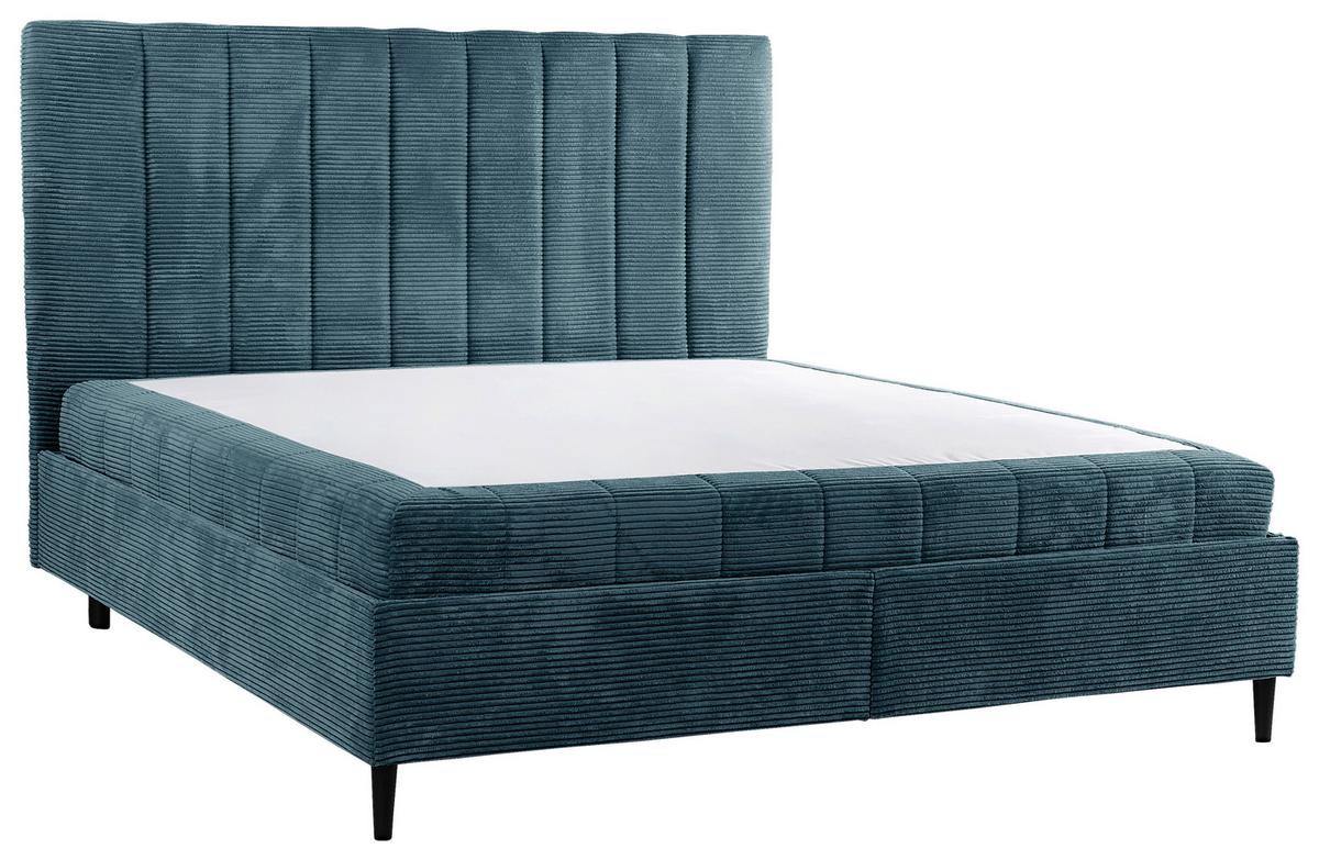 Polsterbett mit Lattenrost Mia Hellblau 180x200 cm - Creme/Schwarz, LIFESTYLE, Holz/Holzwerkstoff (180/200cm) - Livetastic