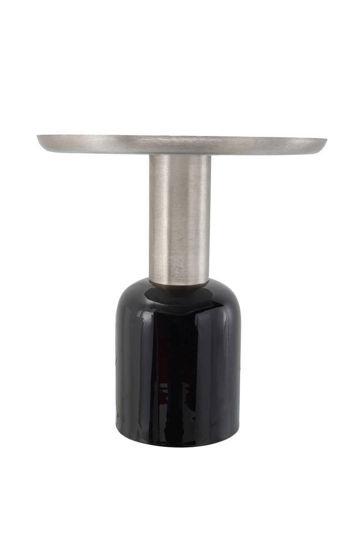 Beistelltisch Art Deco Schwarz/silberfarben - Silberfarben/Schwarz, Trend, Metall (50/50/52cm) - Kayoom