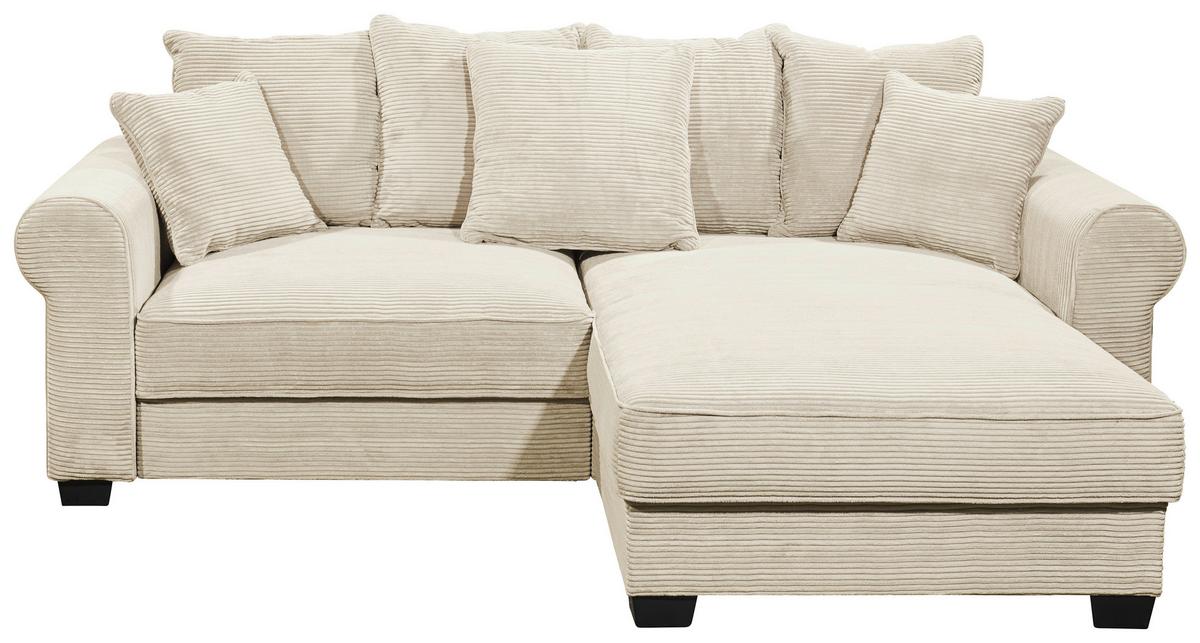 Ecksofa  Mit Bettkasten Maureen Cremefarben - Creme/Schwarz, KONVENTIONELL, Textil (255/185cm) - MID.YOU