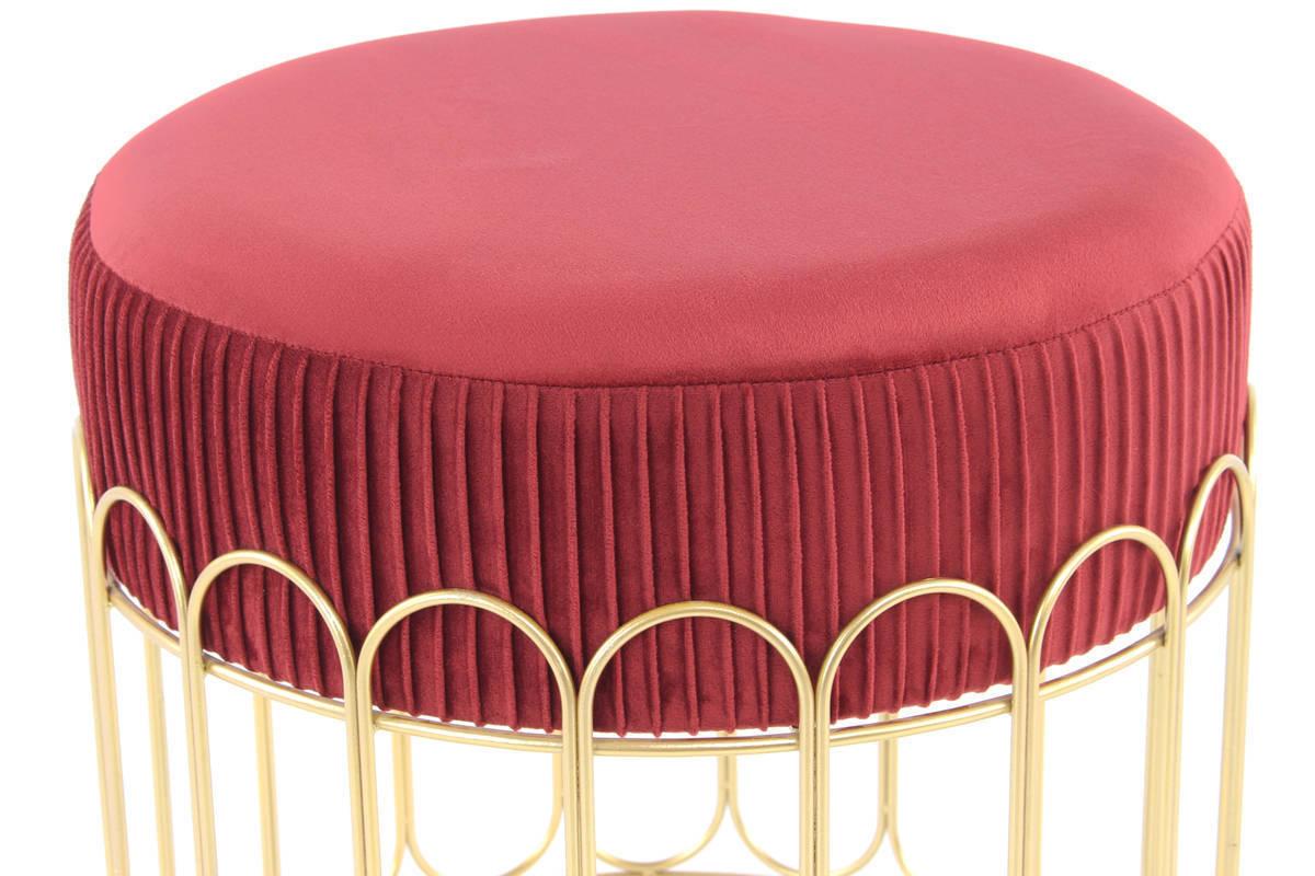 Hocker Cleopatra Bordeaux/Gold Sitz Gepolstert H: 39 cm - Bordeaux/Goldfarben, Basics, Kunststoff/Textil (40/39/40cm) - Kayoom